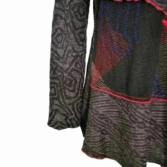 Minkas Stevie Nicks Women L Boho Witchy Sheer Patchwork Blouse - Picture 6 of 12